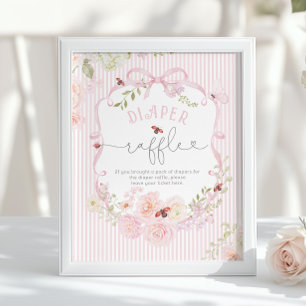 Love Bug Diaper Raffle Bow Wildflower Baby Shower Poster