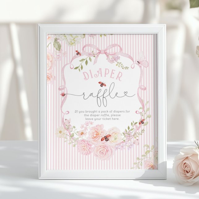 Love Bug Diaper Raffle Bow Wildflower Baby Shower Poster (Creator Uploaded)