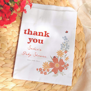 Love Bug Floral Girl Baby Shower Thank You Favour Bag