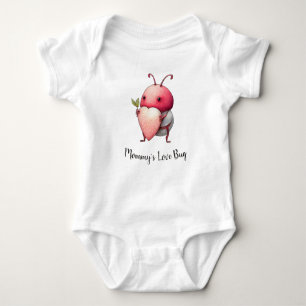 Love Bug Funny Beetle illustration Heart Customise Baby Bodysuit