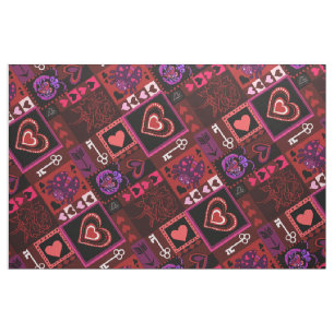 Love Bug Hearts Pattern Fabric