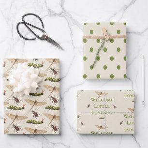 Love Bug Insect Baby Shower Wrapping Paper Sheet