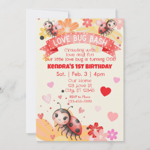 Love Bug is One, Love Bug Bash Birthday Invitation
