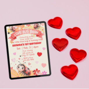 Love Bug is One, Love Bug Bash Birthday Invitation