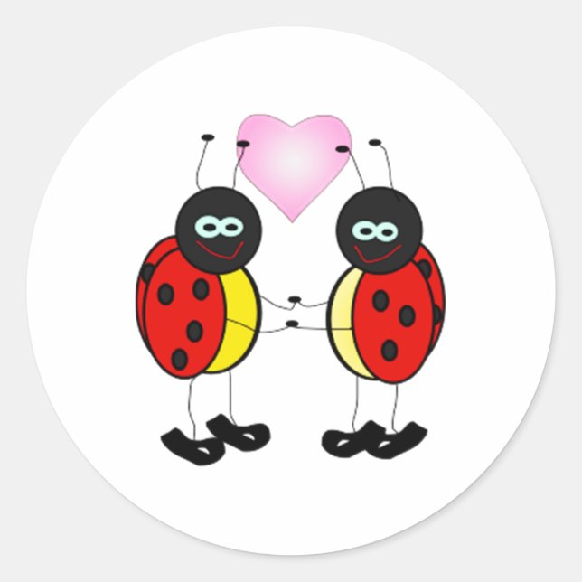 Love Bug Ladybug Cartoon Classic Round Sticker (Front)