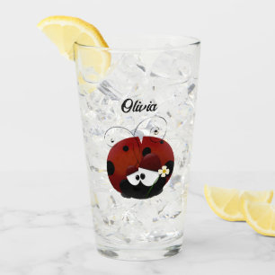 Love Bug Ladybug, Cute Cartoon Valentine’s Day Glass
