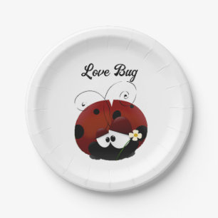 Love Bug Ladybug, Cute Cartoon Valentine’s Day Paper Plate