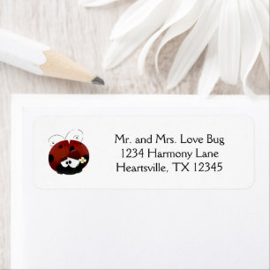 Love Bug Ladybug, Cute Cartoon Valentine’s Day Return Address Label