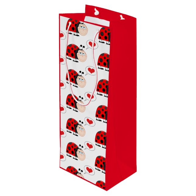 Love Bug Ladybug Wine Gift Bag (Back Angled)