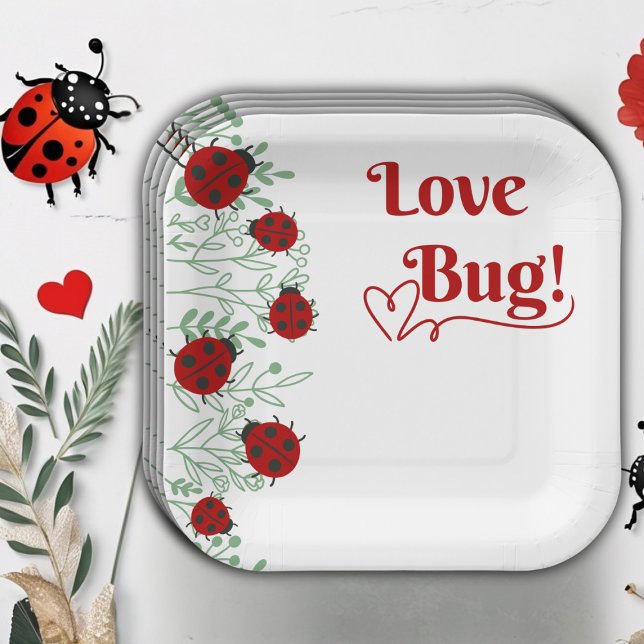 Love Bug Minimalist Baby Shower Paper Plate (Creator Uploaded)