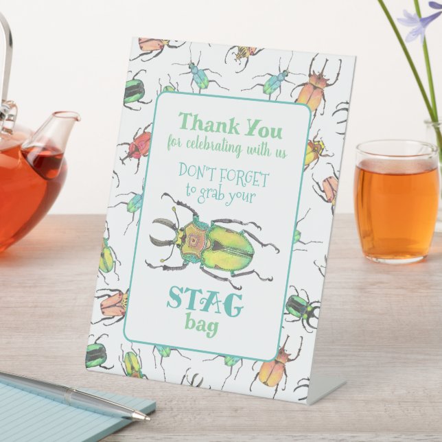 Love Bug Party Favour Thank You Pedestal Sign (In SItu)