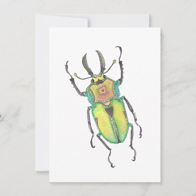 Love Bug Rainbow Stag Beetle Card (Front)