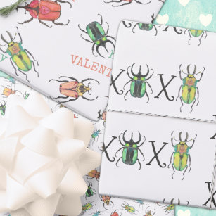 Love Bug Valentine's Day Wrapping Paper Sheet
