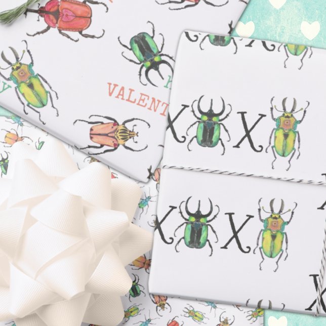 Love Bug Valentine's Day Wrapping Paper Sheet (Creator Uploaded)