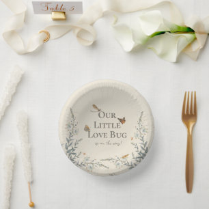 Love Bug Wildflower Boho Baby Shower Paper Plate