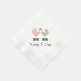Love Buggies Joint Baby Shower Napkins, Pink/Sage Napkin