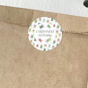 Love Bugs Beetles Kids Birthday Classic Round Sticker