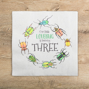 Love Bugs Beetles Kids Birthday Napkin