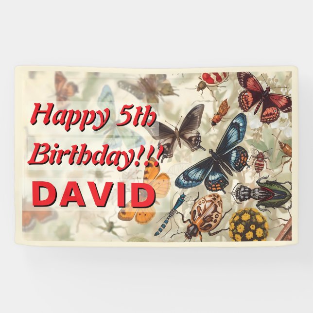 Love Bugs Birthday Party Insects Theme Banner (Horizontal)