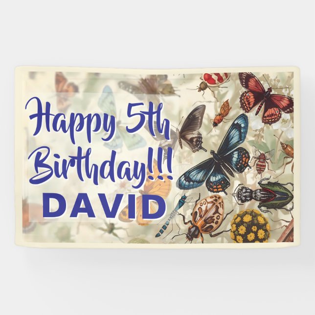 Love Bugs Birthday Party Insects Theme Banner (Horizontal)