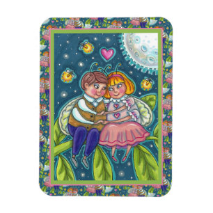 LOVE BUGS, FIREFLIES & FULL MOON, CUTE VALENTINE MAGNET