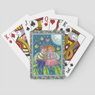 LOVE BUGS, FIREFLIES & FULL MOON, CUTE VALENTINE PLAYING CARDS