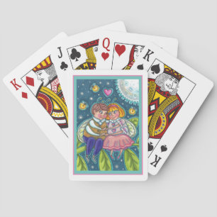 LOVE BUGS, FIREFLIES & FULL MOON, CUTE VALENTINE PLAYING CARDS