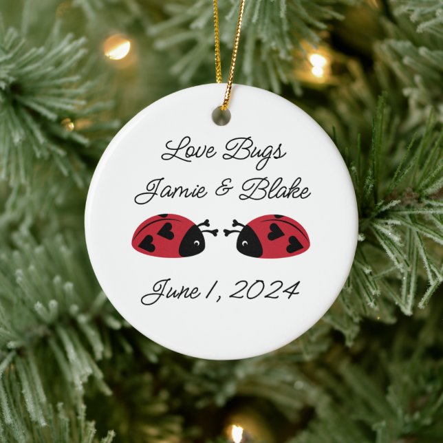 Love Bugs, Personalise Ceramic Ornament (Tree)