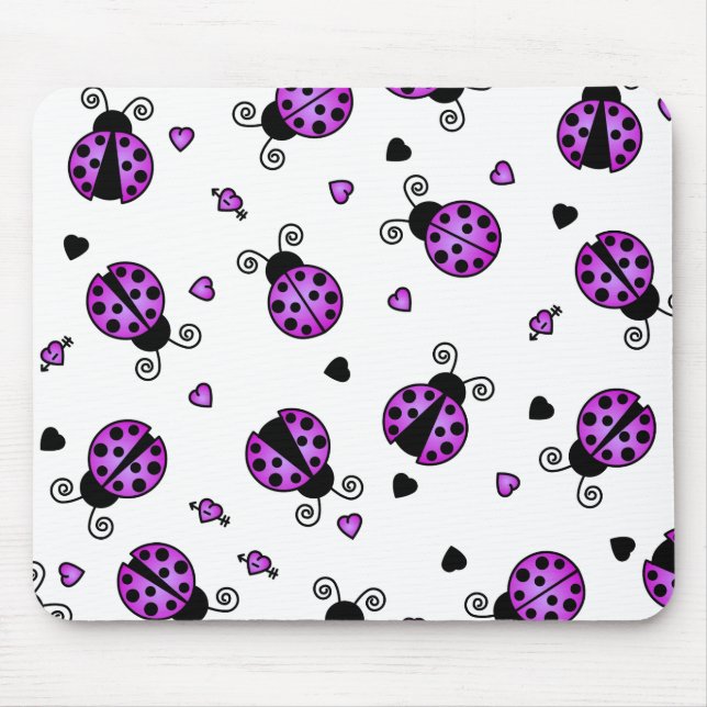 Love Bugs Purple Ladybugs Mouse Pad (Front)