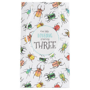 Love Bugs Watercolor Beetles with Hearts Medium Gi Small Gift Bag