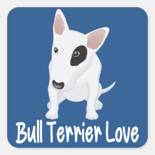 Love Bull Terrier Puppy Dog Blue Sticker / Label