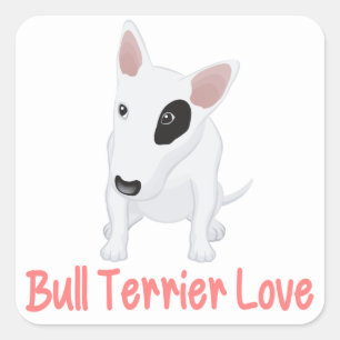 Love Bull Terrier Puppy Dog Blue Sticker / Label