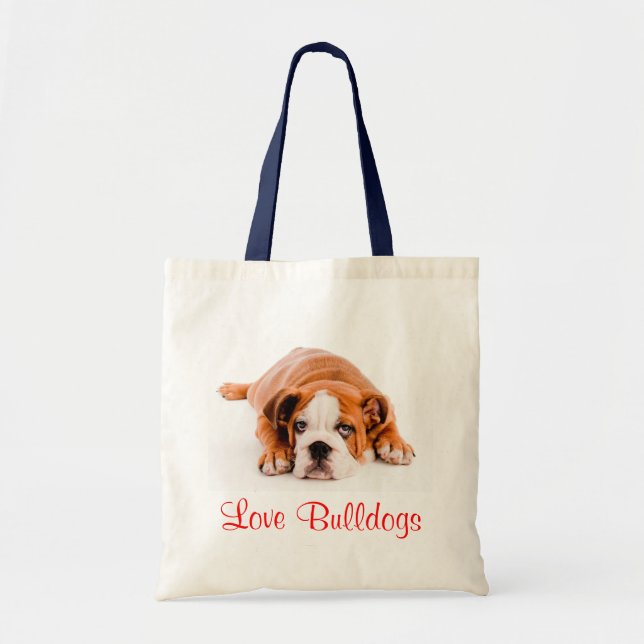 Love Bulldogs English Bulldog Puppy Dog Totebag Tote Bag (Front)