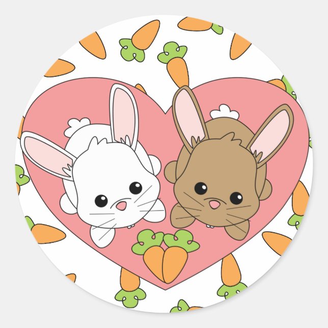 Love Bunnies Classic Round Sticker (Front)