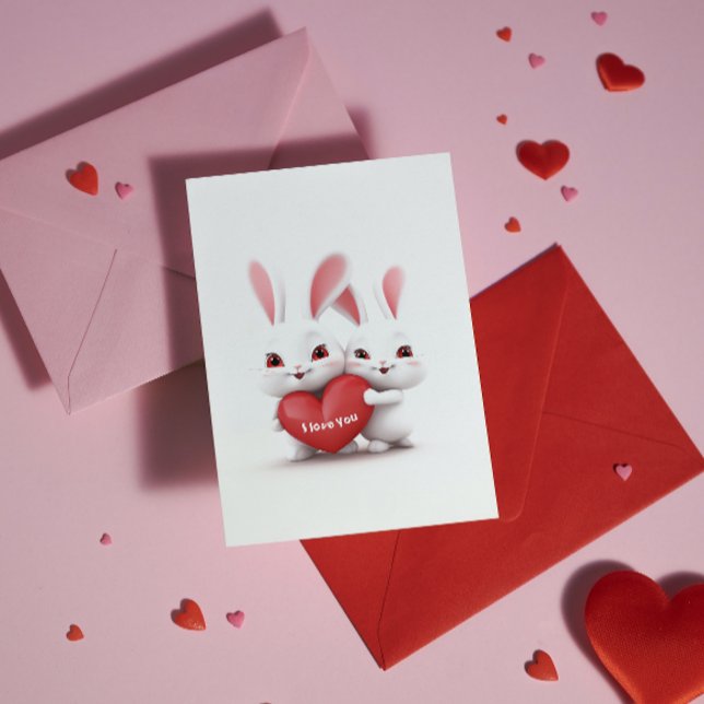 Love Bunnies | Custom Text & Name Valentine's Day Holiday Card (Creator Uploaded)