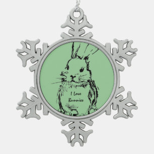 Love Bunnies (customisable) Snowflake Pewter Christmas Ornament