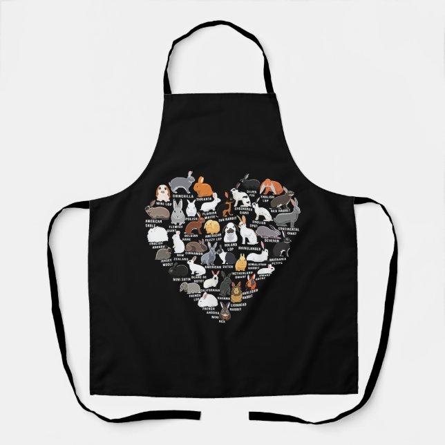 Love Bunnies Funny Rabbit Heart Apron (Front)