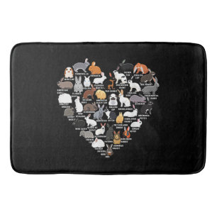 Love Bunnies Funny Rabbit Heart  Bath Mat