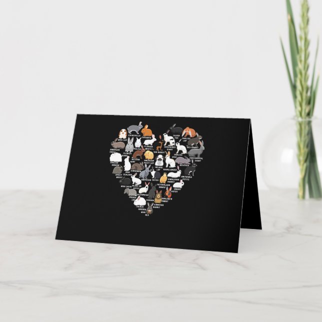 Love Bunnies Funny Rabbit Heart Card (Front)