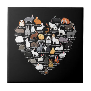 Love Bunnies Funny Rabbit Heart Ceramic Tile