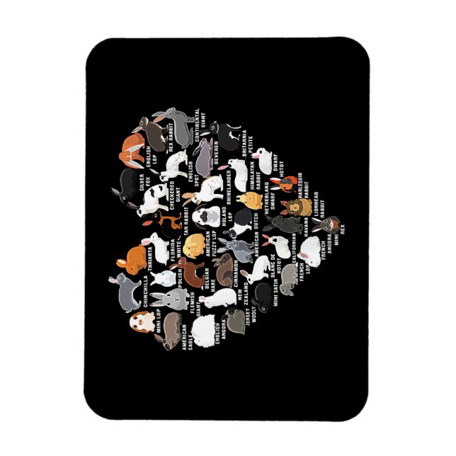 Love Bunnies Funny Rabbit Heart  Magnet (Vertical)