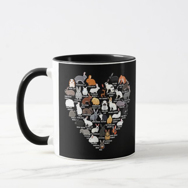 Love Bunnies Funny Rabbit Heart Mug (Left)