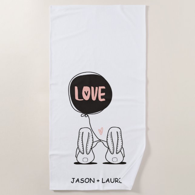 Love Bunnies | Monogram Beach Towel (Front)