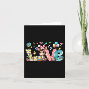 Love Bunny Donkey Easter Day Hunting Eggs Colourfu Card
