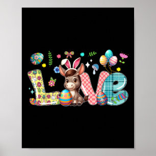 Love Bunny Donkey Easter Day Hunting Eggs Colourfu Poster