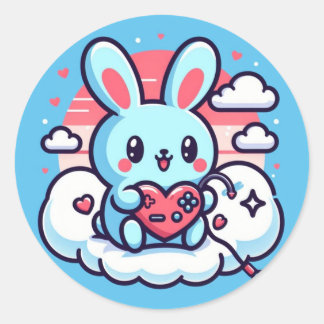 Love Bunny valentine day Classic Round Sticker