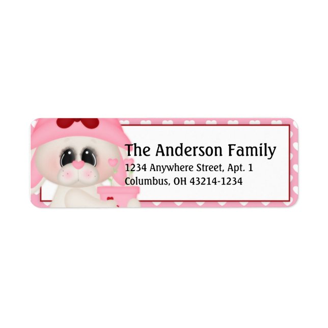 Love Bunny Valentine Return Address Labels d2 (Front)