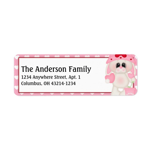 Love Bunny Valentine Return Address Labels d5 (Front)