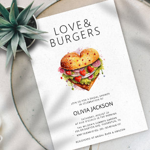 Love & Burgers Fun Casual Modern Bridal Shower Invitation