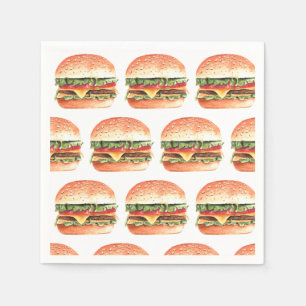 Love + Burgers Picnic BBQ Couples Bridal Shower Napkin